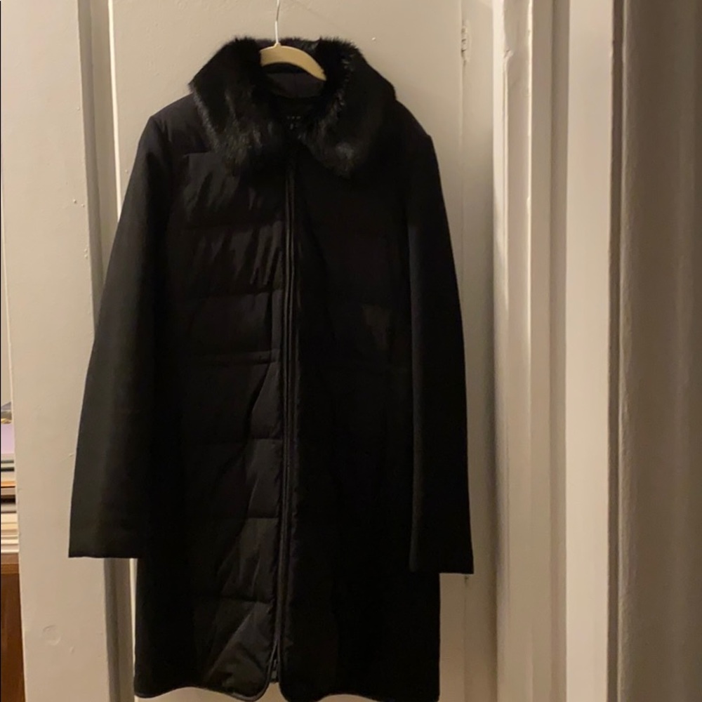 Theory quilted coat with removable faux collar NEW